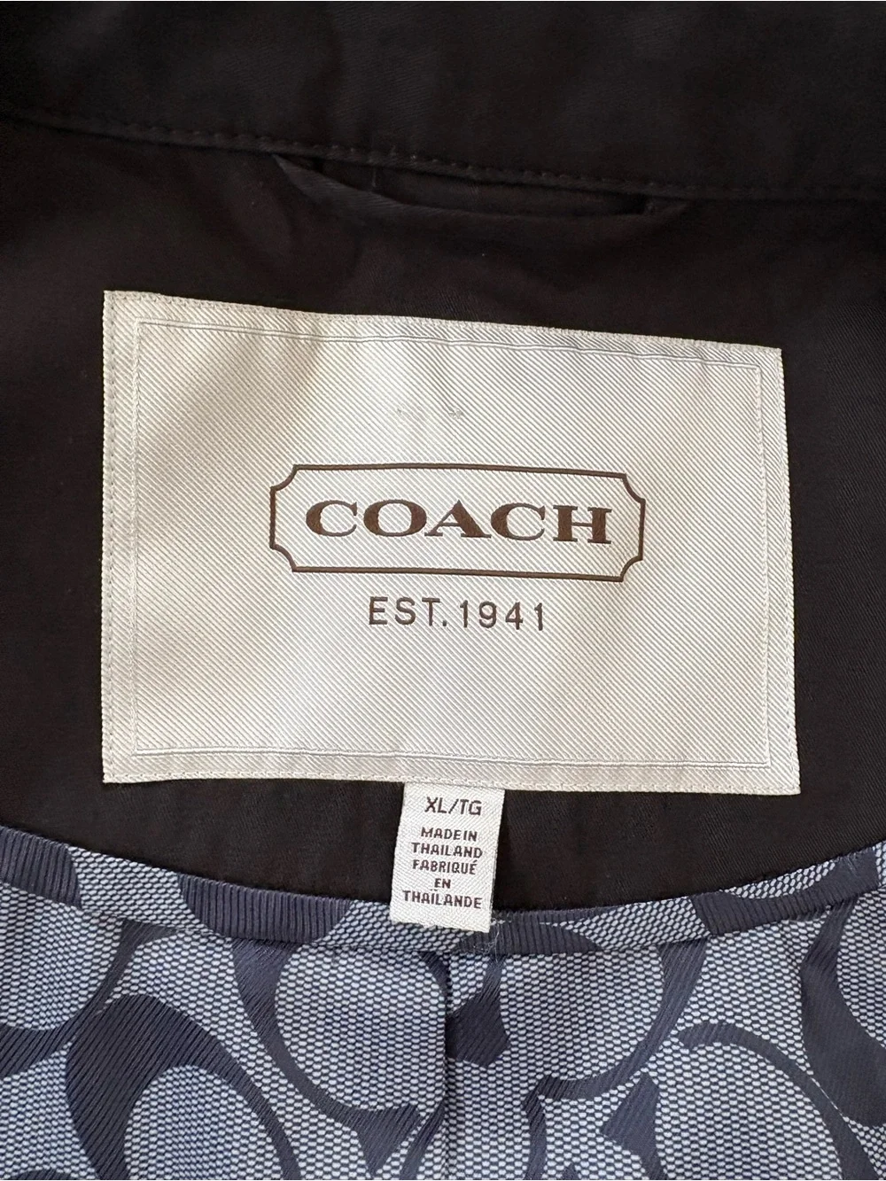 Coach Black Belted Double Breasted Trench Coat Women's XL Signature Lining
